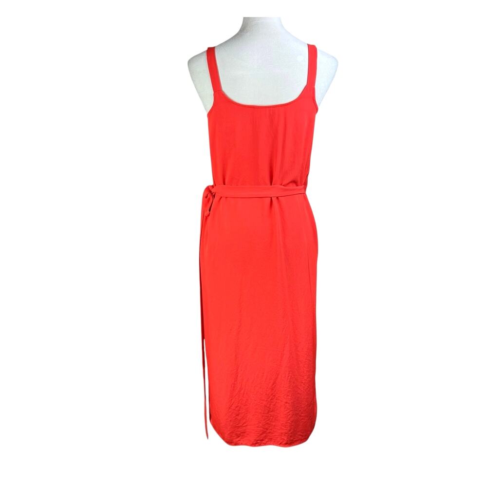 Everlane Tangerine Orange Japanese Go Weave Sleeveless Tank Midi Wrap Dress - Picture 6 of 14